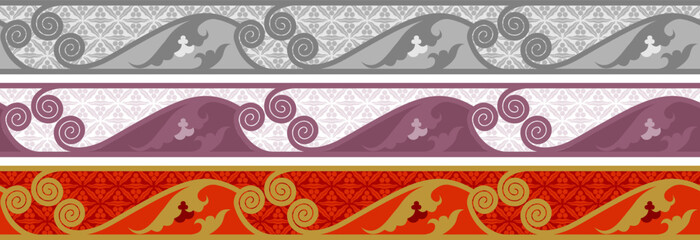 Oriental border ornaments, vector seamless