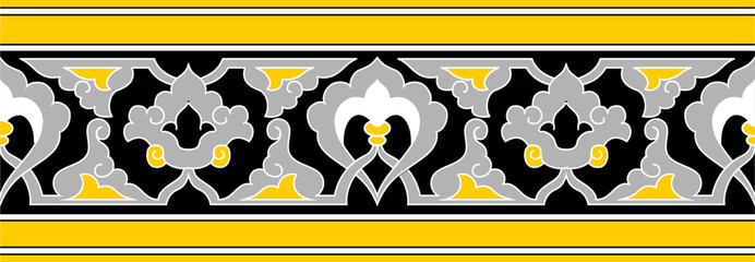 Oriental border ornaments, vector seamless