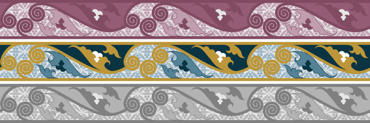 Oriental border ornaments, vector seamless