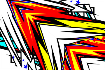 vector abstract racing background design with a unique line pattern and a combination of bright colors such as red, turquoise green and with a star effect