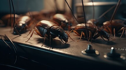 Illustration of cockroaches at close range - obrazy, fototapety, plakaty