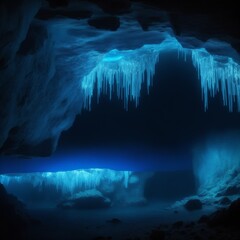 Underwater cave bioluminescence glow