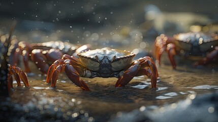Illustration of crabs by the sea