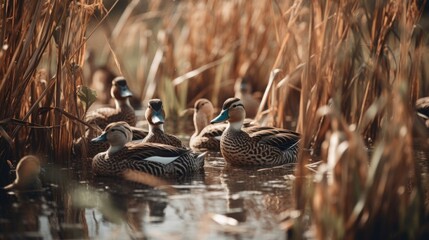 illustration of a flock of ducks
