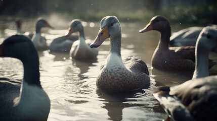 illustration of a flock of ducks