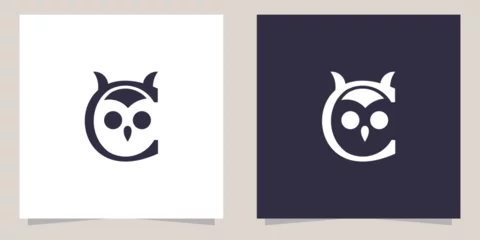 Papier Peint photo Dessins animés de hibou letter c with owl logo design