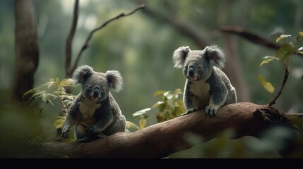 Wild koalas in tropical forests