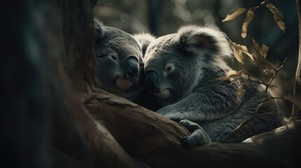 Wild koalas in tropical forests