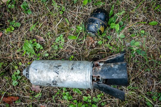 a unique collection of photographs of explosive objects, mines, shells and rockets, used in various military conflicts.