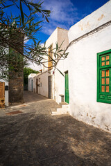 Village of Teguise, Lanzarote, Canary Islands, Spain. Streets of the historic center of the village. Until 1852, Teguise was the capital of the island.