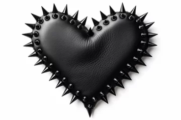 Deurstickers Heart symbol made from black leather isolated on a white background © Castle Studio