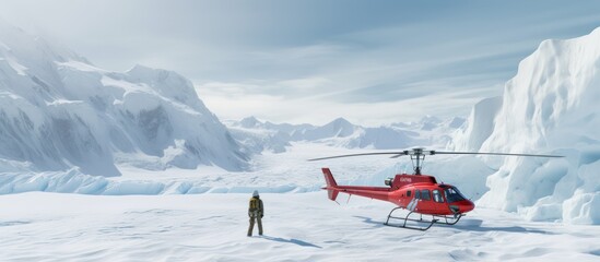 Helicopter landing on an iceberg