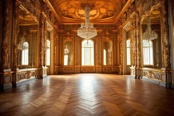 Obraz premium an empty glamorous rococo baroque ballroom 