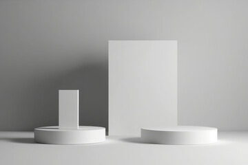 3d background products display podium scene with geometric platform. abstract geometric empty museum stages. podium scene for product display or mockup. Generative AI.