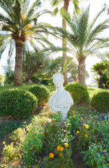 Bust by Georges Diebolt of the Empress Eugenie, wife of Napoleon III in gardens of Monaco Ville,...