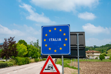 Road Sign for Italy Border