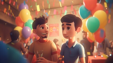 Illustration of a gay couple having fun