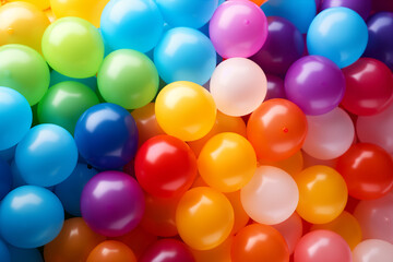 Fototapeta na wymiar Balões coloridos aglomerados - Papel de parede arco-iris de bechigas