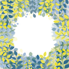 黄色とグリーンの植物が生えるベクターフレーム素材