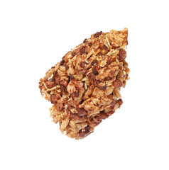 One piece of tasty granola bar isolated on white