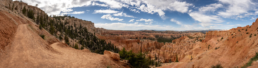 Panorama Of Switchback And The Surrounding Amphitheater Of Bryce
