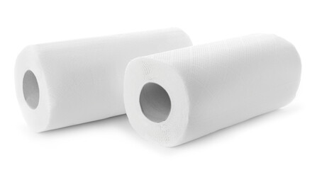 Rolls of paper towels isolated on white