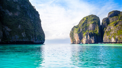 Beautiful tropical landscape of the Maya Bay in the Phi Phi Islands in Thailand