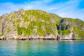 Beautiful tropical landscape of the Maya Bay in the Phi Phi Islands in Thailand