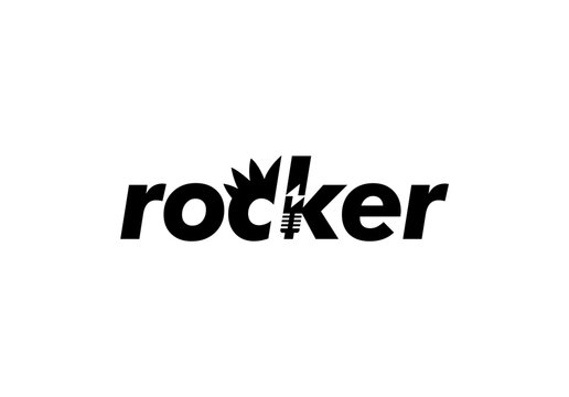 Rocker Singer Lettering Letter Mark Logo Design