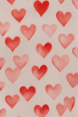 赤いハート型、水彩画、イラスト、背景｜Red heart shape, watercolor, illustration, background. Generative AI