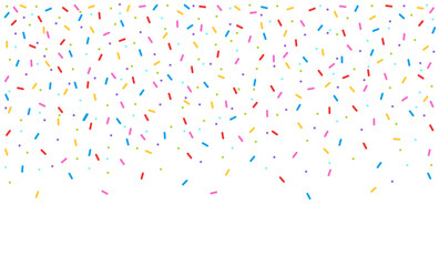 Colorful sprinkle falling rainbow confetti pattern border vector illustration