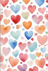 ハート型、カラフル、水彩画、イラスト、背景｜Heart-shaped, colorful, watercolor, illustration, background. Generative AI