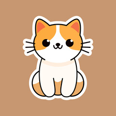 Cute white smiling cat with orange spots