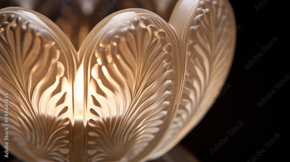 Poster this closeup captures the intricate details of a heartshaped candle, its smooth surface reflecting t