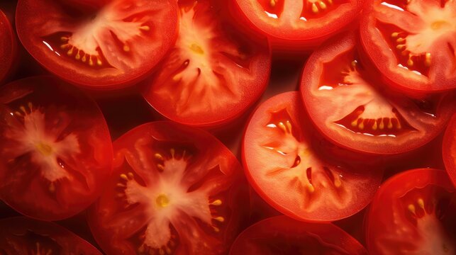 Tomato slice pattern background, AI generated Image