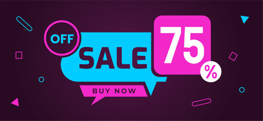 sale 75 percent off buy now banner pink blue light neon