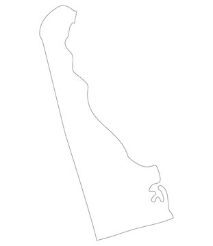 Delaware state map. Map of the U.S. state of Delaware.