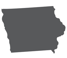 Iowa state map. Map of the U.S. state of Iowa in grey color.