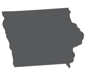 Iowa state map. Map of the U.S. state of Iowa in grey color.