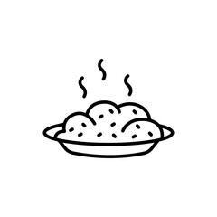 Fried rice outline icons, minimalist vector illustration ,simple transparent graphic element .Isolated on white background