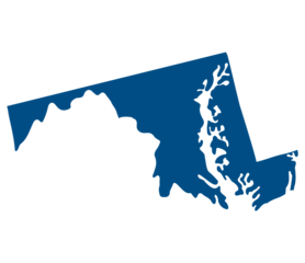 Maryland state map. Map of the U.S. state of Maryland.