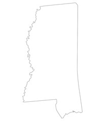 Mississippi state map. Map of the U.S. state of Mississippi.