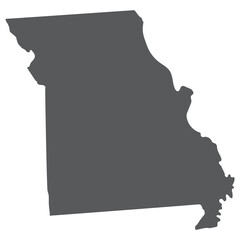 Missouri state map. Map of the U.S. state of Missouri in grey color.