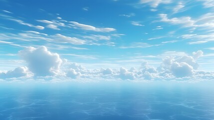 Aerial View of Fluffy Clouds over Ocean
