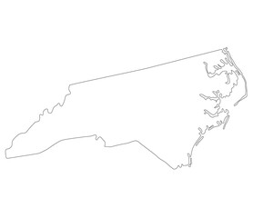 North Carolina state map. Map of the U.S. state of North Carolina.