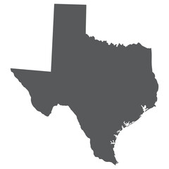 Texas state map. Map of the U.S. state of Texas in grey color. - obrazy, fototapety, plakaty
