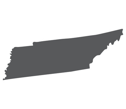 Map of Tennessee. Tennessee map. USA map in grey color.