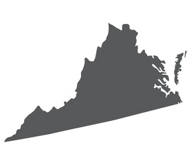 Virginia state map. Map of the U.S. state of Virginia in grey color.