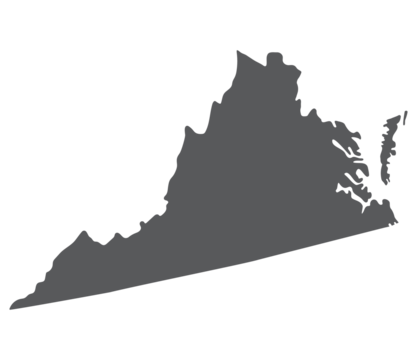 Virginia state map. Map of the U.S. state of Virginia in grey color.