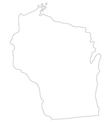 Wisconsin state map. Map of the U.S. state of Wisconsin.